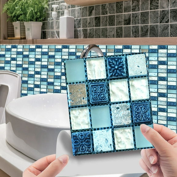 VINOIC 3D Crystal Tile Sticker 10PC Self Adhesive for Kitchen Bathroom Backsplash Wall Decor