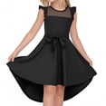 thumbnail image 1 of Zpanxa Chemises pour Filles Robe d'Été Manches à Volants en Maille Ligne A Robe Décontractée de Fête Robe Ceinturée avec Polyester Spandex 13 Ans, 1 of 6