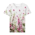 thumbnail image 4 of Haut à Manches Courtes Col Rond Imprimé Floral Décontracté pour Femmes, 4 of 4