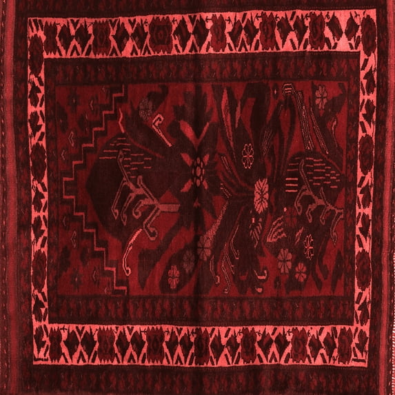 Ahgly Company Indoor Square Persian Red Traditional Area Rugs, 4' Square