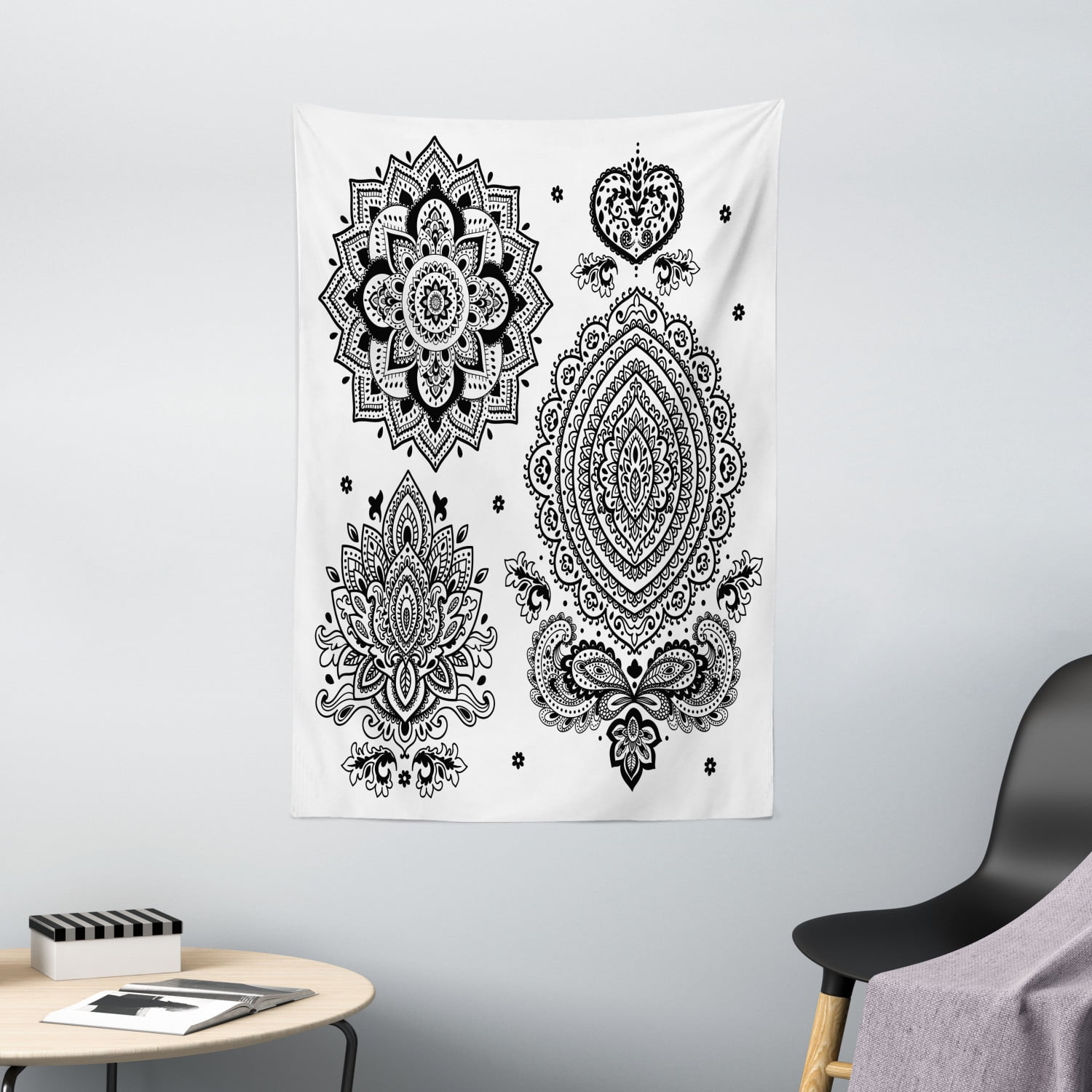Henna Tapestry, Set of South Asian Inspired Design Elements Floral and