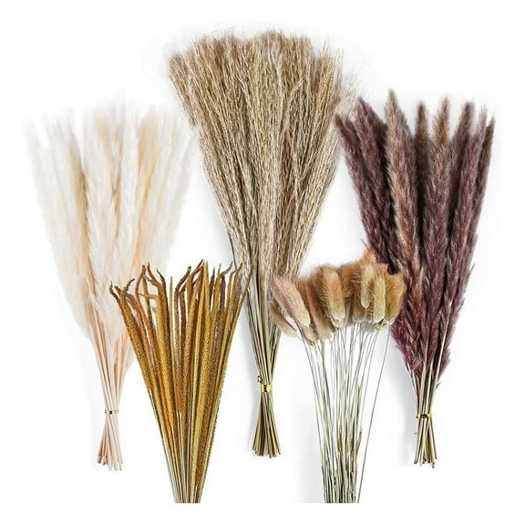 120Pcs Dried Pampas Grass Bouquet Decor, Room Wedding Party Arrangements,Fall Dry Flowers Bundles Bulk Tall