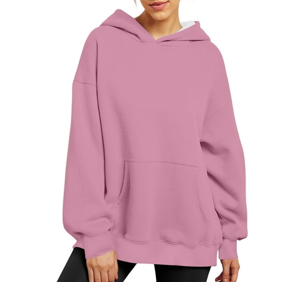 Yuyuzo Fall Thick Sweatshirt for Women Long Sleeve Hooded Pullover Solid Color Hoodies Warm Outwear Sweatshirts