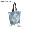 thumbnail image 4 of Open Top Canvas Tote Bag with Zipper Reusable Shopping Bag 13.5x15" Roomy Carryall Blue Plaid Pattern, 4 of 9