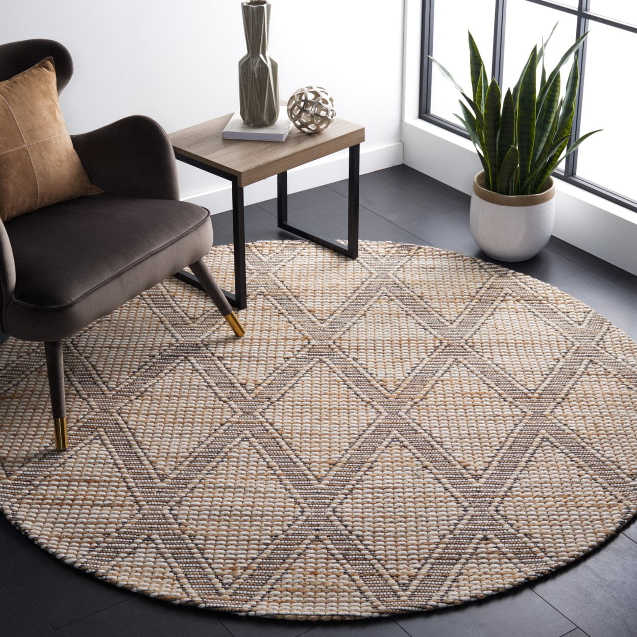 SAFAVIEH Marbella Baxter Diamond Area Rug, Natural/Ivory, 4' x 6'