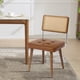 thumbnail image 1 of Chic brown pu leather dining chair: natural rattan design con forrado seat & solid wood back, 1 of 8