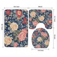 thumbnail image 3 of Pioneer Flower Floral Print Pattern Bathroom Rugs Sets 3 Piece,Toilet Cover Set,Absorbent Non Slip Bathroom Mats Sets with U-Shaped Contour Rug Toilet Rug Set, 3 of 5