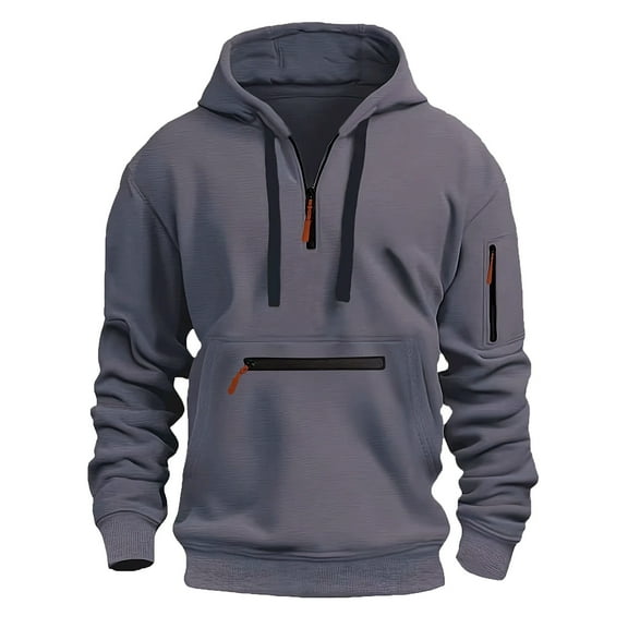 FEIFLY Men's Autumn Winter Long Sleeved Hooded Sweatshirt Casual Unique Outdoor Pullover Tops Solid Color Cozy Outwear