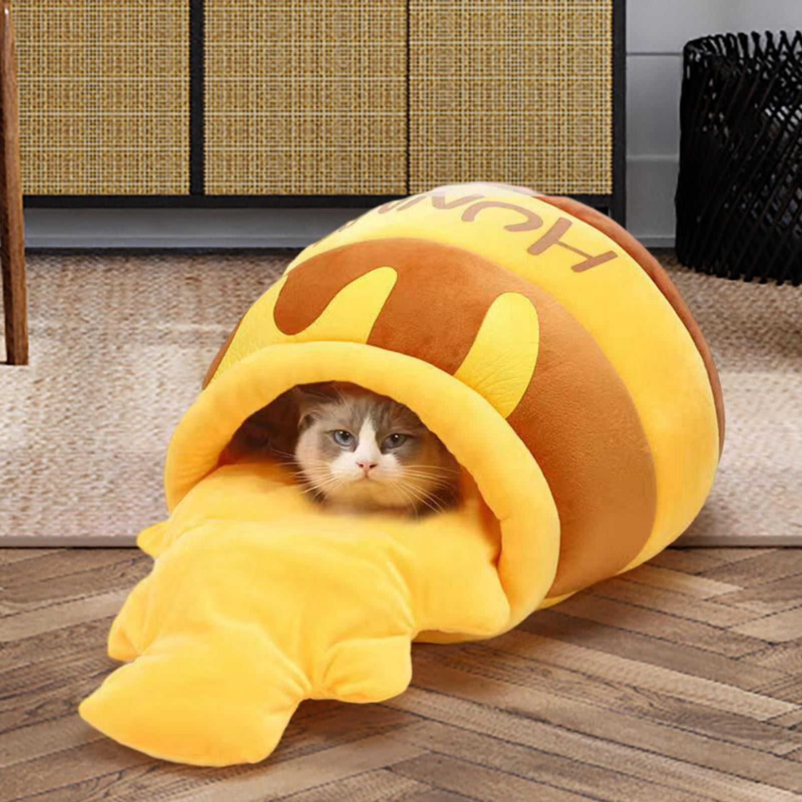 Cat Bed Sleeping Bed Nonslip Bottom Nest Comfortable Washable Warm House Soft Pet Bed Lovely Non Slip Kennel Cave Honey Pot