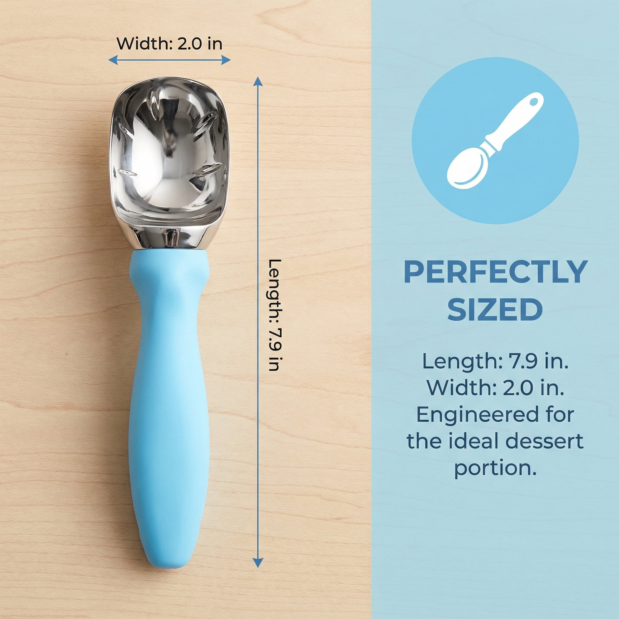 Unique Bargains Zinc Ice Cream Scoop with for Gelato and Cookie Dough Blue 7.9in