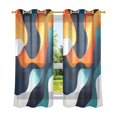 thumbnail image 6 of Yayeee Window Curtains Light Filtering 63"x52" Grommet Panel Pair Home Living Room Decor, Green Abstract Wavy, 6 of 7