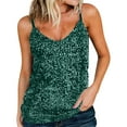 thumbnail image 2 of GA WEIHUA Womens Tank Tops,V Neck Sparkle Cami,Sleeveless Sexy Sequin Hlater Top,Casual Loose Cute Camisole,Spaghetti Strap Night Out Shirt(Green,XXL)Reduced, 2 of 9