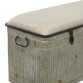 thumbnail image 5 of DecMode Metal Galvanized Storage Bench with Cream Burlap Top and Black Latches, Gray, 5 of 16