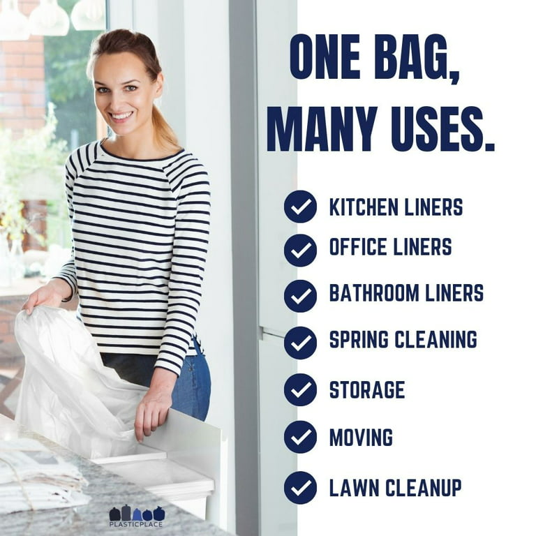 Commercial Bargains Custom Fit Drawstring White Trash Bags, 8