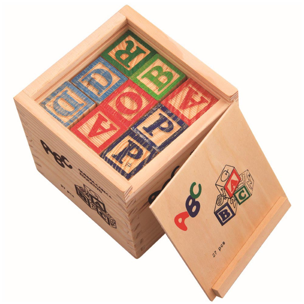 27 Pcs Children Wood Alphabet Blocks Letters Stacking Toys Building Blocks O9P0 