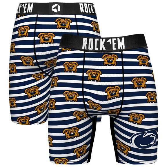Men's Rock Em Socks Navy Penn State Nittany Lions Mascot Stripes Boxer Briefs