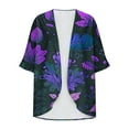 thumbnail image 6 of Meichang Womens Lightweight Cardigan Puff Sleeve Floral Print Kimono Cardigan Open Front Chiffon Cardigans Loose Beach Cover Up, 6 of 6