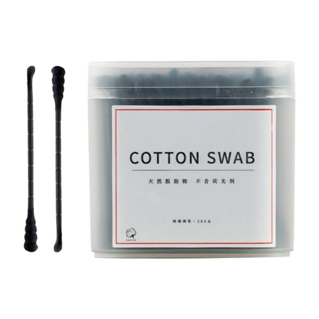 Bastoncillos De Algodón De Doble Punta, Bastoncillos De Algodón De Limpieza De Belleza Para Viajes De SPA, Salón Negro, 200 Uds. negro 200 piezas