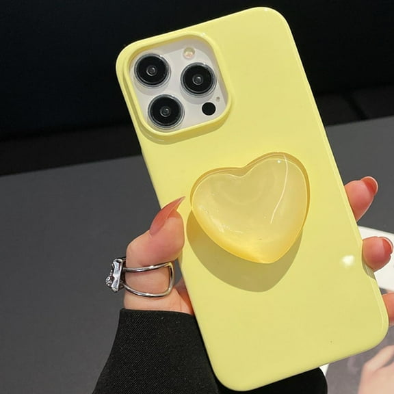 Case for iPhone 12 Pro Max Case Women Girl with Love Ring Stand Ring Holder Kickstand, Cute Silicone Gel Rubber Protective Phone Case Cover (Yellow)
