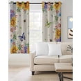 thumbnail image 2 of Watercolor Flowers Blackout Curtains for Bedroom Living Room Darkening Curtains 54 Inch Long Spring Sunflowers Daisy Butterflies Beige Short Curtain for Small Window Treatment Drapes 52"x54"x2, 2 of 9
