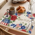 thumbnail image 3 of Happy Independence Day Placemats Set of 1, U. S. Flag Flowers White Five-Pointed Stars Non-Slip Place Mats Washable Table Mats for Kitchen Dining Table Decorations Indoor/Outdoor, 3 of 9