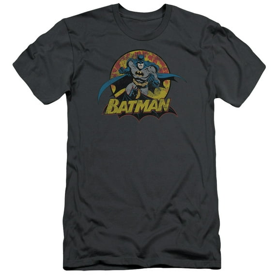 JLA Justice League Batman Rough Distress S/S Adult 30/1 T-Shirt Charcoal