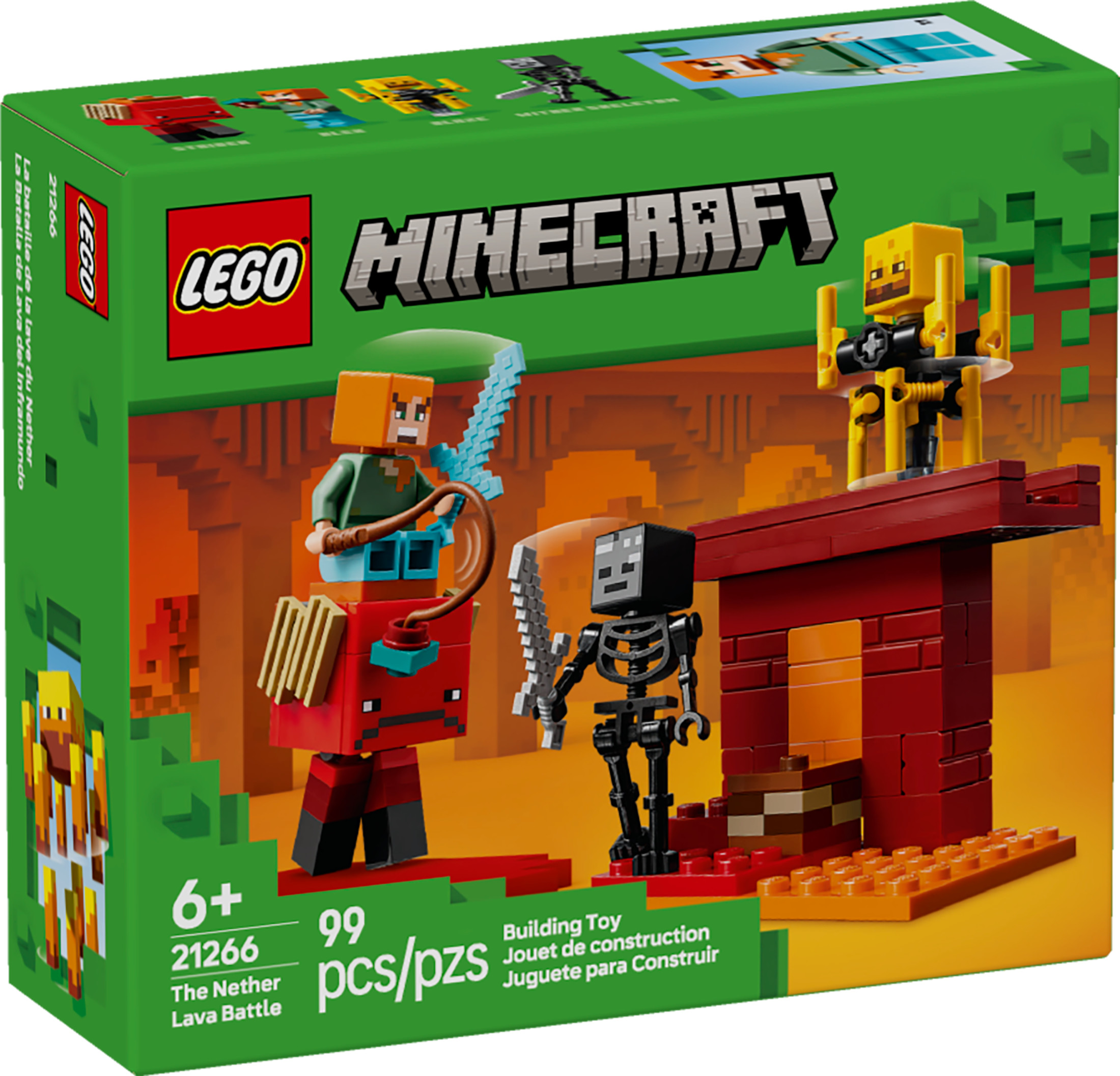 LEGO Minecraft La Batalla de Lava en el Nether Juguete y Set de Juego - Juguete de Construcción de Minecraft para Niños, Mayores de 6 Años - Figuras de Alex, Esqueleto Wither, Blaze y Strider para Juego de Simulación - Idea de Regalo de Cumpleaños - 21266 2