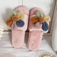thumbnail image 4 of Anuirheih Clearance Slip on Sandals Women,Women's Fuzzy Slippers Plush Sandals Cozy Furry Slides Soft Warm House Shoes Flower(Pink), 4 of 4