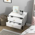 thumbnail image 5 of Xiweot Nightstand White Dresser with 2 Drawers, Vertical Storage Tower Fabric Dresser for Bedroom, Hallway, Entryway, Nursery, Closet Organizer, Bedside Table Furniture, Sturdy Steel Frame, Wood Top, 5 of 7