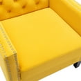 thumbnail image 6 of Accent Chair with Arms, Mid Century Modern Decorative Side Chair , Upholstered Reading Chair with Wood Legs Nailhead Studded Wingback Velvet Fabric Chair, for Living Room Bedroom, Yellow, 6 of 7