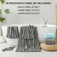 thumbnail image 3 of 18-Piece Microfiber Bath Towels Set - 6 Bath Sheet, 6 Hand Towels, 6 Washcloths, Soft, Highly Absorbent Bathroom Towel, Quick Dry & Less Lint Shower towel for Bathroom, Hotel, Spa, Dorm-Black White, 3 of 7