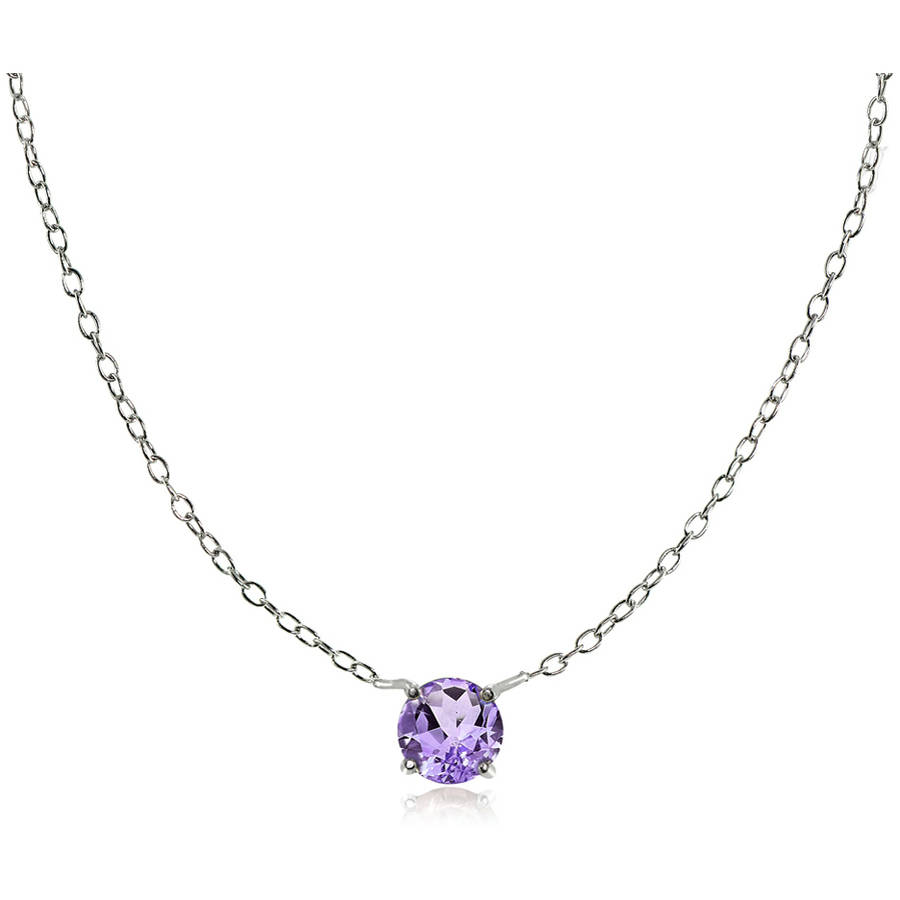 Round Amethyst Sterling Silver Small 