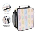 thumbnail image 2 of Insulated Square Lunch Bag with Side Mesh Pocket Fashion Lunch Box Reusable Lunch Tote 10.5" x9.5" x3.5" Popsicle Pattern, 2 of 6