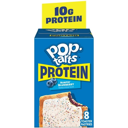Pop-Tarts Protein Bumpin' Blueberry Toaster Pastries, 10g Protein, Shelf-Stable, 14.3 oz (8 Count)