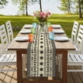 thumbnail image 4 of Black Khaki Boho Table Runner, Vintage Ethnic Tribe Abstract Art Retro Washable Cotton Linen Table Runners 48 Inches Long, Dresser Scarf Runner for Nightstand/Coffee/End Tables 13''x48'', 4 of 9