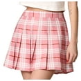 thumbnail image 1 of Made by Johnny Women's Plaid High Waist School Uniform Pleated Skater Tennis Skirt S PINK_PLAID, 1 of 5