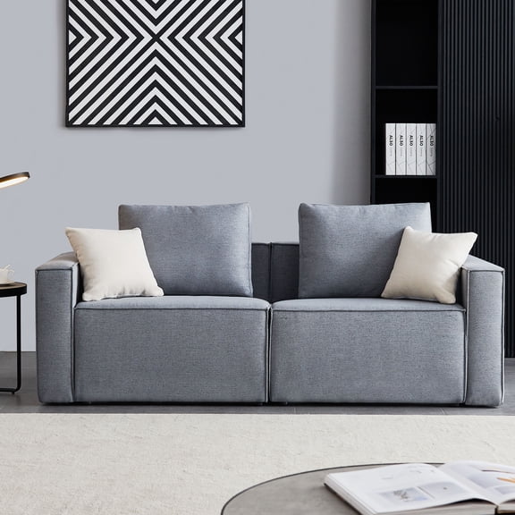 Linen Sofa With Wide Armrest