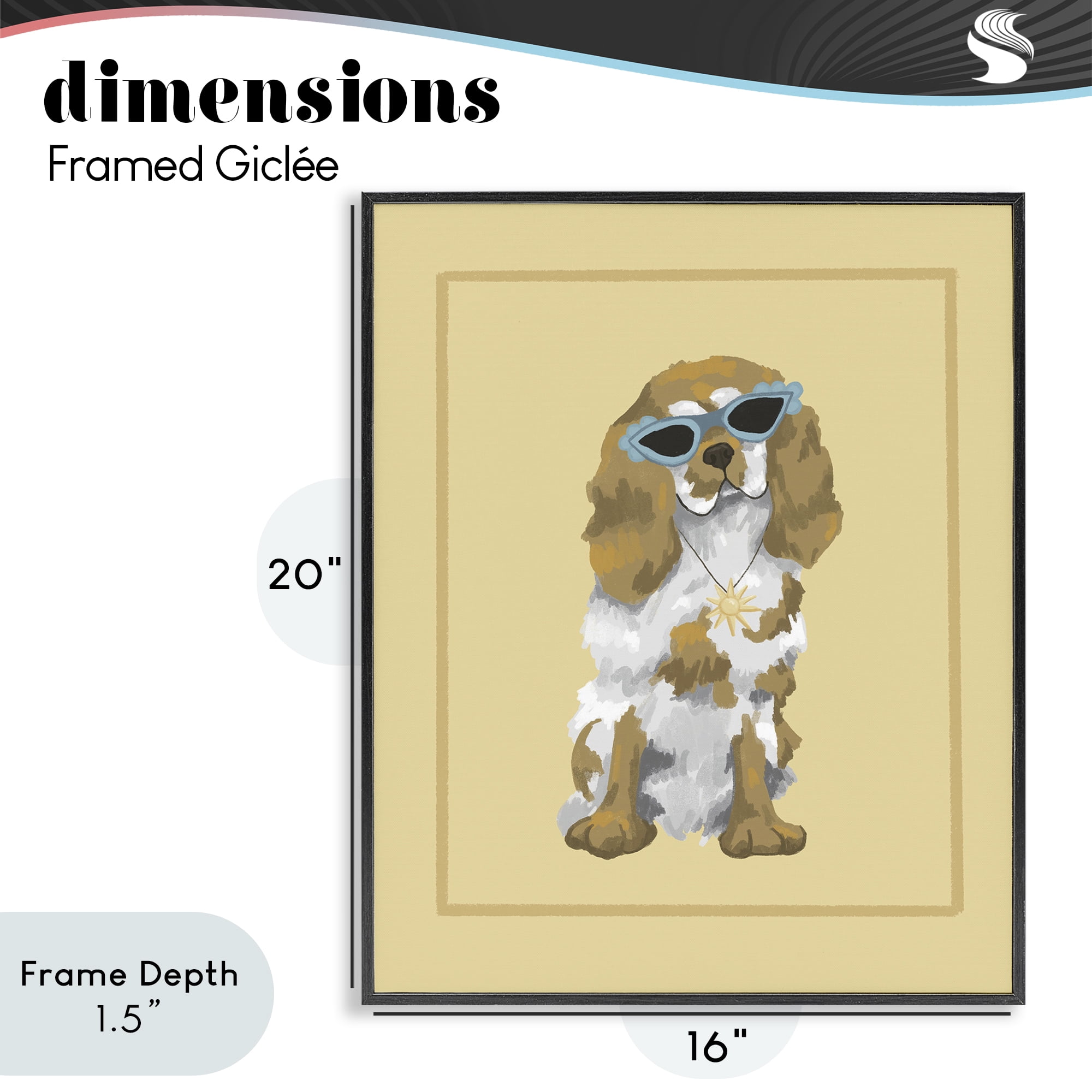 Stupell Industries Coolest Dog & Sunglasses Black Framed Giclee Art, design by Sadie Harper