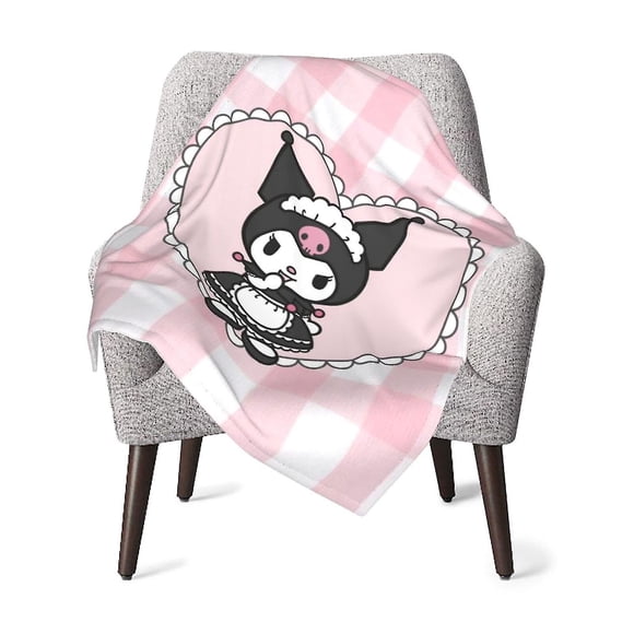 150*200cm Sanrios Cinnamoroll Kuromi Mymelody Kawaii Couverture en Flanelle Dessin Animé Anime Peluche Douce Chaude Couvertures Chandail Tv Cadeaux Kuromi 25 100 150cm