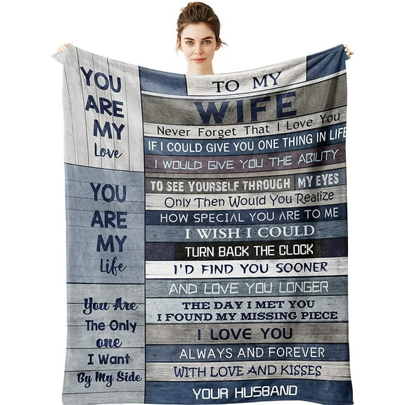 Wife Gifts from Husband - Gifts for Her Wife 60" x 50" Blankets - I Love You Romantic Gifts for Women - Cool Birthday Gifts for Wife - Wife Mothers Day Valentines Anniversary Wedding Gift Ideas