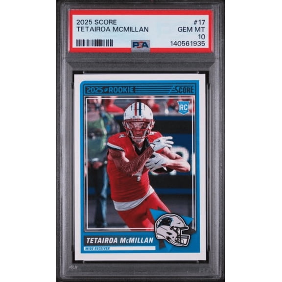 Graded 2025 Panini Score Tetairoa McMillan #17 Rookie RC Football Card PSA 10 Gem Mint
