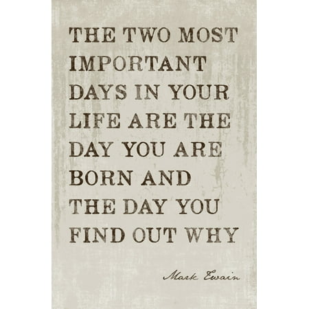 - The Two Most Important Days In Your Life (Mark Twain Quote), motivational poster