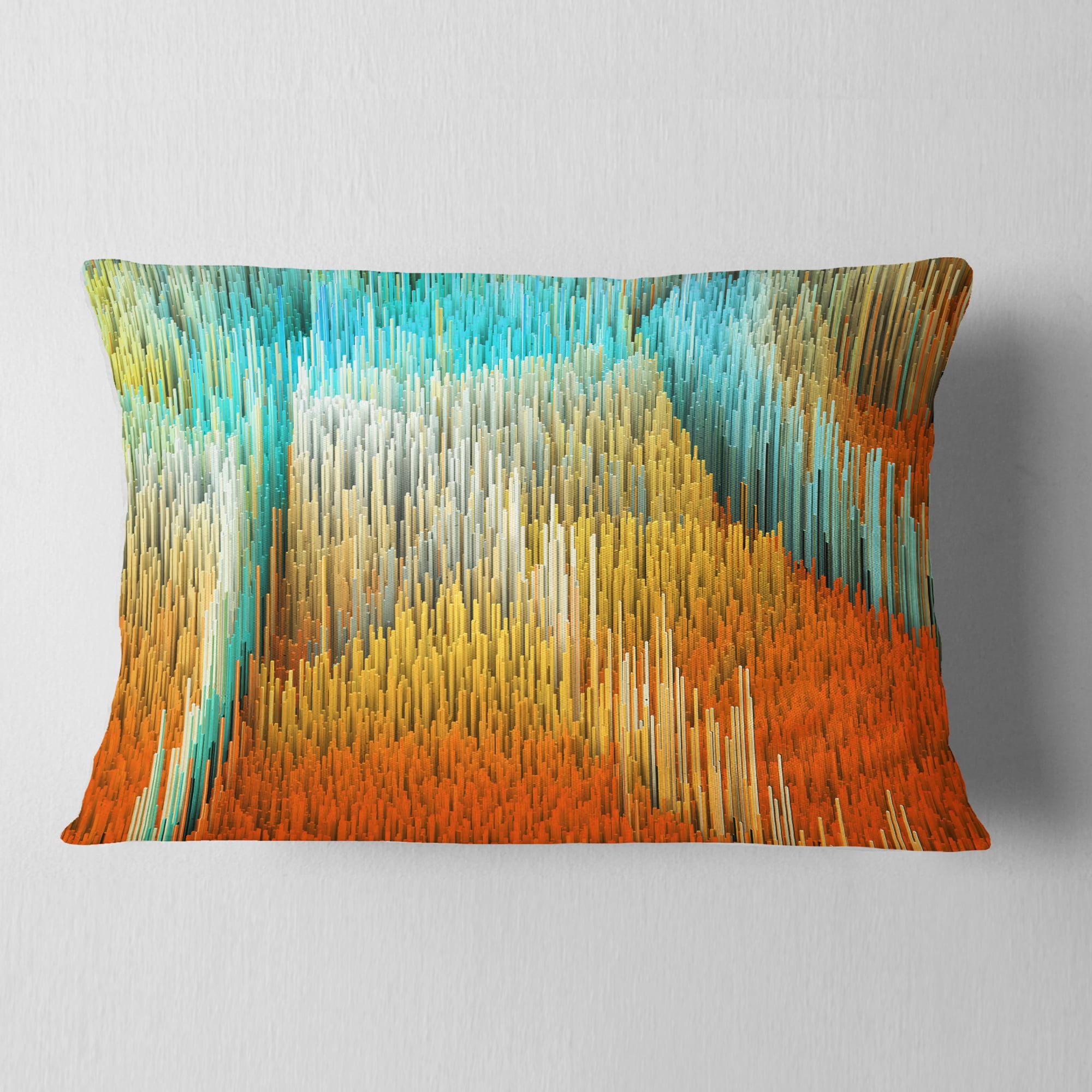 Designart Macro Render Structure Yellow Orange - Contemporary Throw Pillow - 12x20