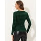 thumbnail image 3 of INSPIRE CHIC Camiseta de manga larga con cuello redondo y manga abullonada para mujer Verde XL, 3 of 4