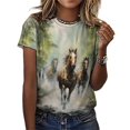 thumbnail image 3 of Cool Horse T Shirts Basic T-Shirt Short Sleeve Ladies Tee Shirt Summer Graphic Clothing, 3 of 5