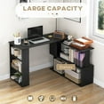 thumbnail image 4 of BOBOKY L Shaped Desk, Corner Computer Desk, 360 Degree Rotating Home Office Desk with Storage Shelves, Writing Table Workstation,Black, 4 of 10