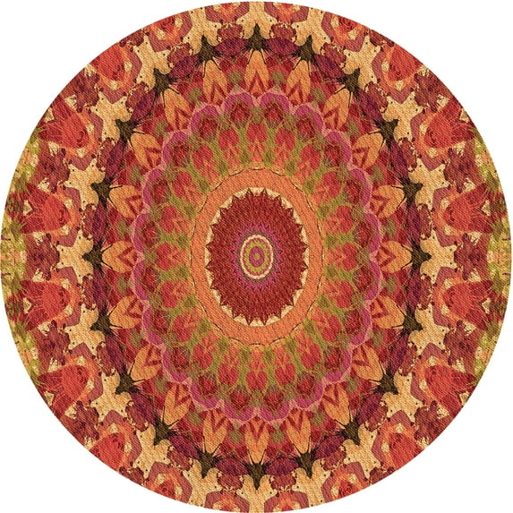 Ahgly Company Indoor Round Patterned Love Red Area Rugs, 4' Round
