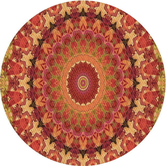 Ahgly Company Tapis d'Intérieur Lavable en Machine Carré Rouge Transitionnel, 3 Pieds Carré
