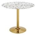 thumbnail image 1 of 36 inch Dining Table, Round, White Gold, Wood, Metal Steel, Modern Contemporary, Mid Century Kitchen Room Cafe Bistro Restaurant Hospitality, 1 of 6