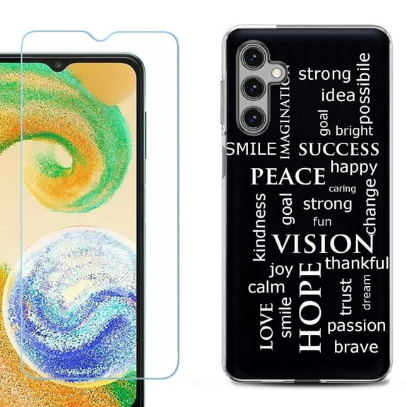 OneToughShield ® for Samsung Galaxy S23 FE Fan Edition, Shockproof Phone Case, with Tempered Glass Screen Protector - Positive Words